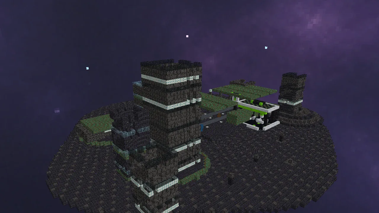 Game-derived view of Ruined Megacity, the city planet world in DelveRush