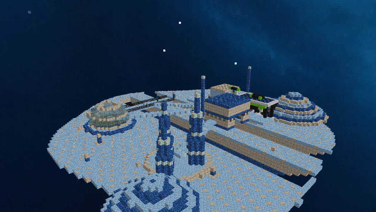 Game-derived view of Cryon Rift, the ice moon world in DelveRush