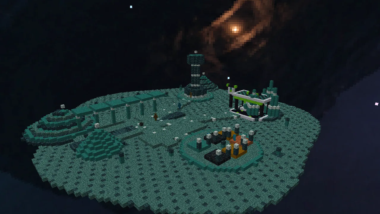 Game-derived view of Nebula Reef, the ocean planet world in DelveRush