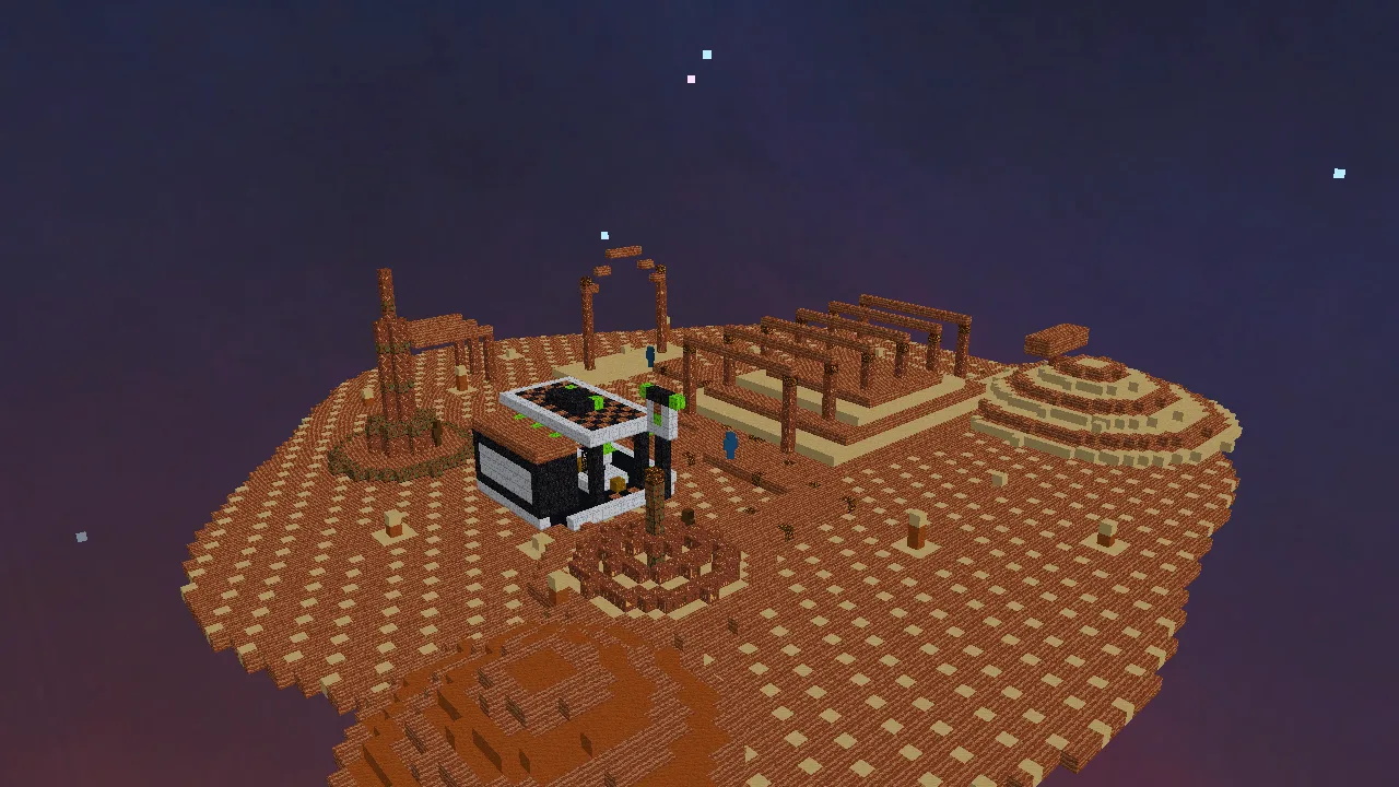 Game-derived view of Red Dune Station, the mars world in DelveRush